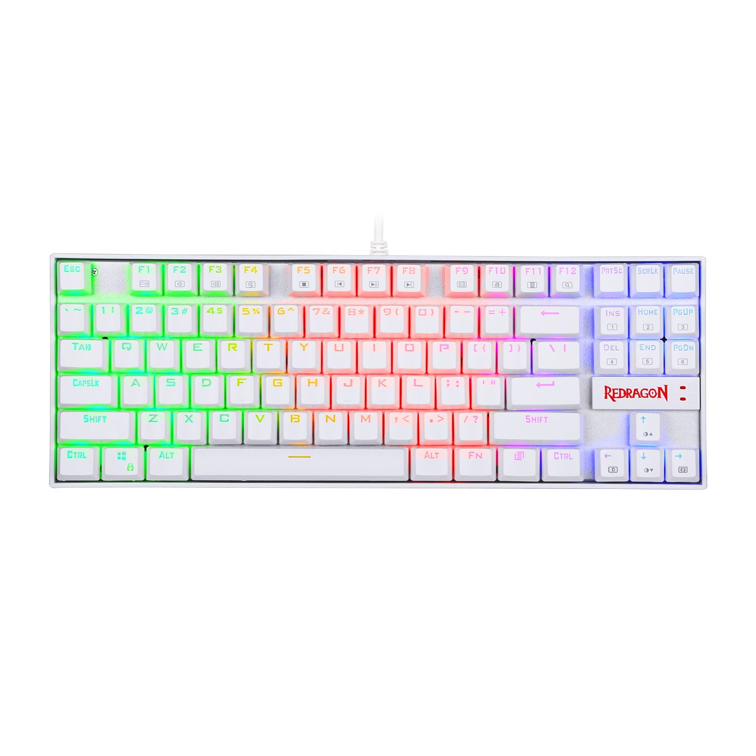 Redragon K552W Kumara White Mechanical Gaming Keyboard RGB LED Backlit Wired with Anti-Dust Proof Switches for Windows PC White, 87 Key Blue Switches Redragon K552W Kumara White Mechanical Gaming Keyboard RGB LED Backlit Wired with Anti-Dust Proof Switches for Windows PC White, 87 Key Blue Switches